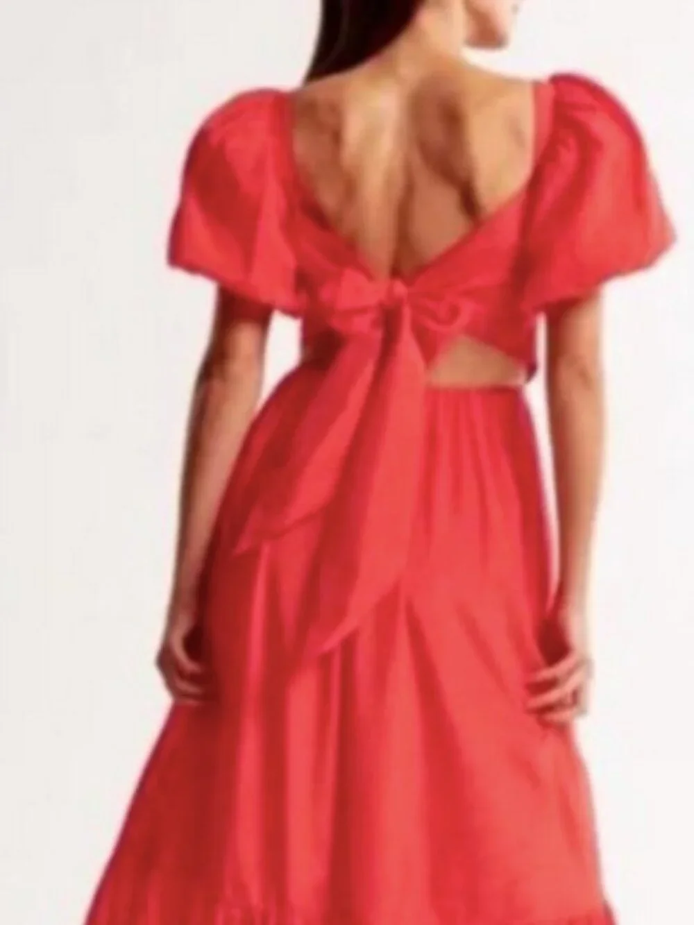 Abercrombie & Fitch A&F Emerson Drama Bow-Back Red Maxi Dress Size S Tall NWT